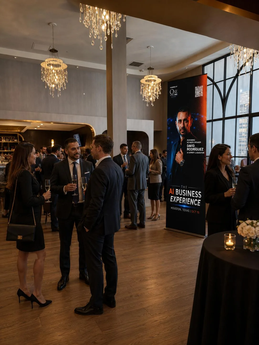 Asistentes conversando en el VIP Lounge de The AI Business Experience